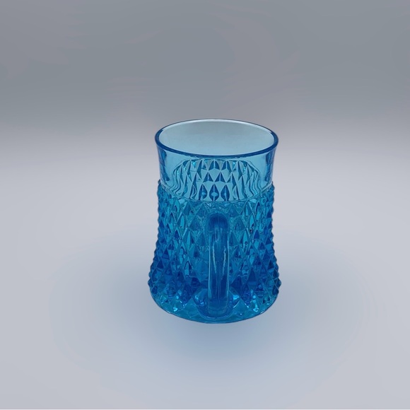 Vintage Indiana Glass Diamond Point Pattern Horizon Blue Tankard Mug - Picture 6 of 9